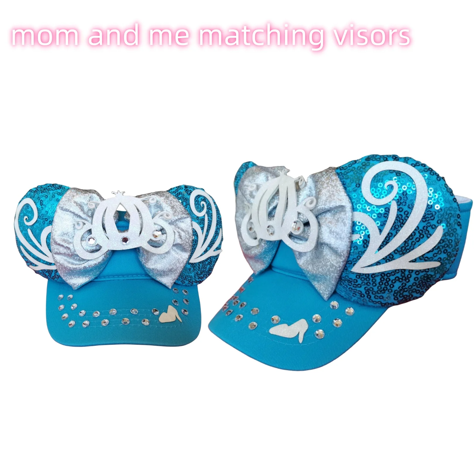 1pcs 2025 Glass Floating Lantern Princess Inspired Girl Visor Sequin Floral Magical Trip Children Hat For Kid And Mom