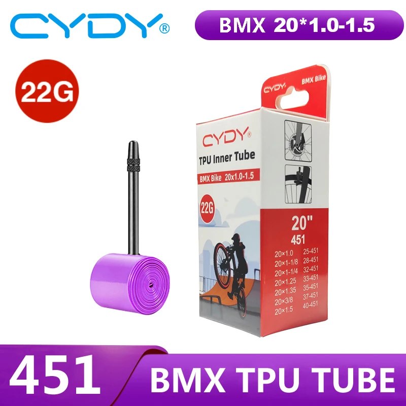 22G CYDY OUTDOOR ULTRA LIGHT TPU BMX Bicycle Inner Tube 20 451 20x1.0-1.5 Tyre FV:45mm Bike Tire Penu Cycling Parts