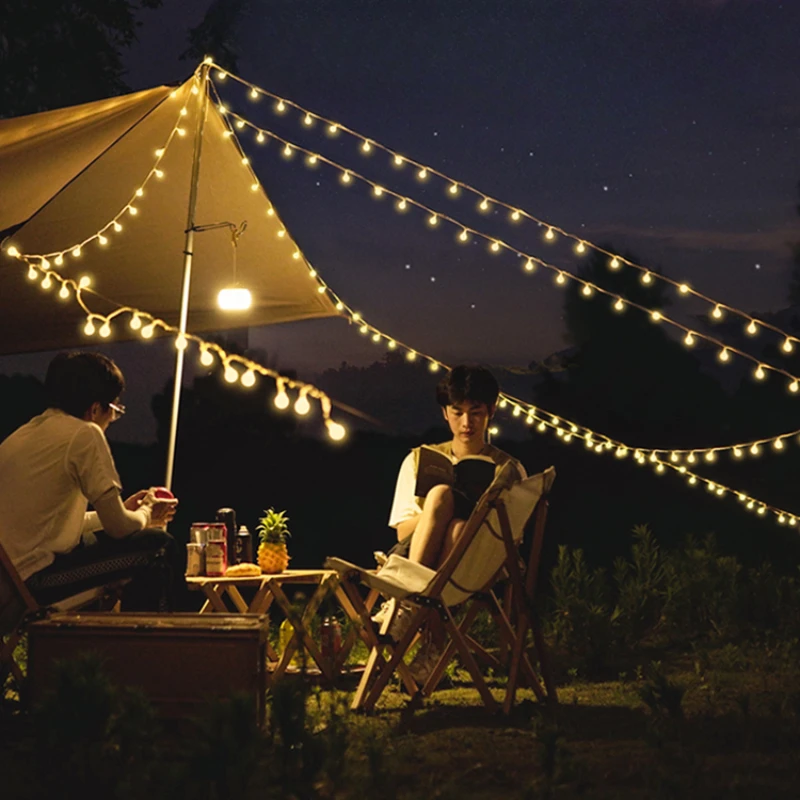 Outdoor camping ambient light LED light string with outdoor camping warm light tent decoration small round