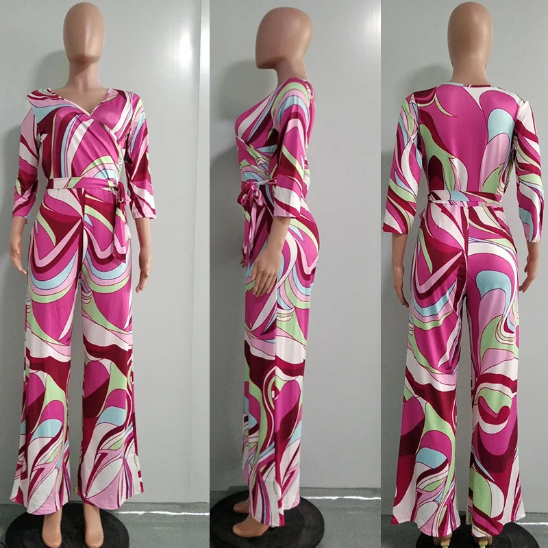 Sexy Tie Dye Printing Jumpsuits for Women 2022 Elegant Long Sleeve Night Club Party Skinny Rompers Women Casual Jumpsuit Overall