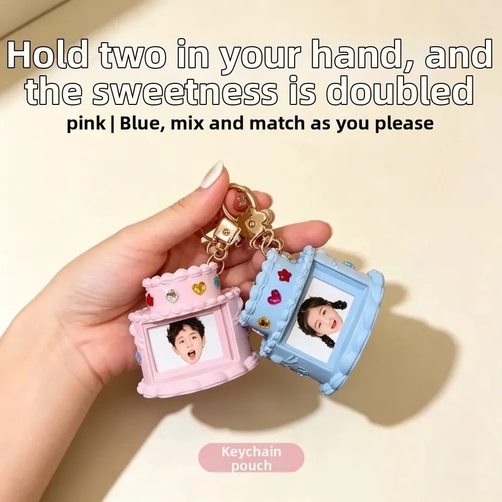 Gift Mini Photo Frame Keychain 3D Printed Cute Picture Frame Keyring Romantic Portable Cake Candle Holder Photo Props