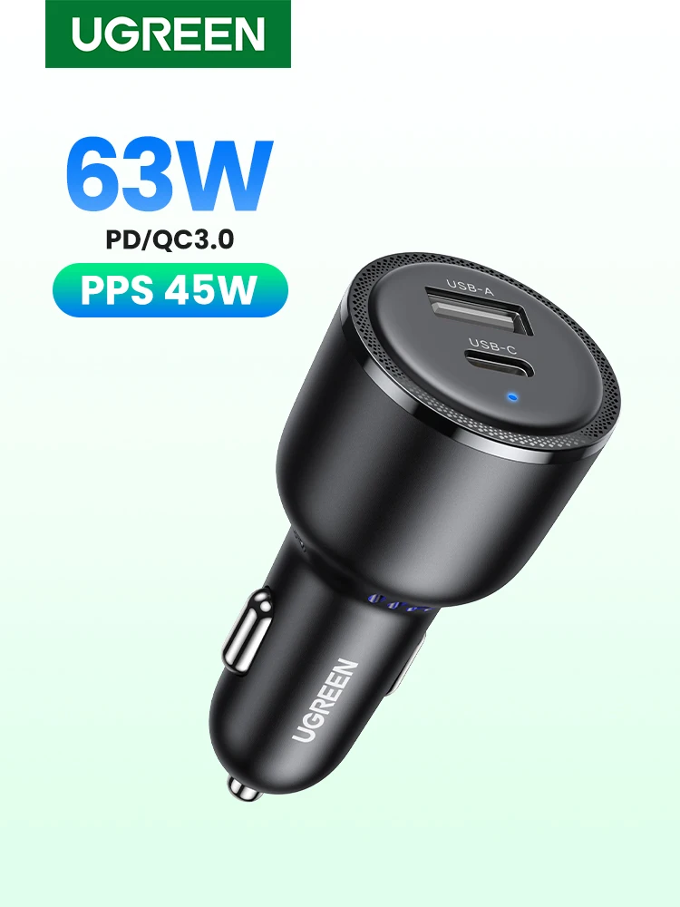 NOWOŚĆ w UGREEN: Ładowarka samochodowa 63W PD QC 3.0 PPS 45W USB Typ C Szybkie Ładowanie dla iPhone 17 16 Samsung Xiaomi Ładowarka do Telefonu Komórkowego — zdjęcie produktu 7