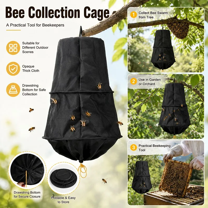 Honeycomb Beekeeping Cage Bag Mesh Cloth Net Bee Swarm Hive Catching Tool for Garden Beekeeper Supplies