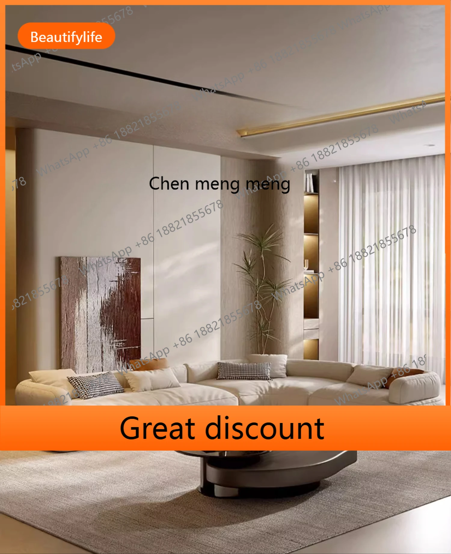 

M45 Light luxury, matte cloth art, curved high-end combination, large corner sofa