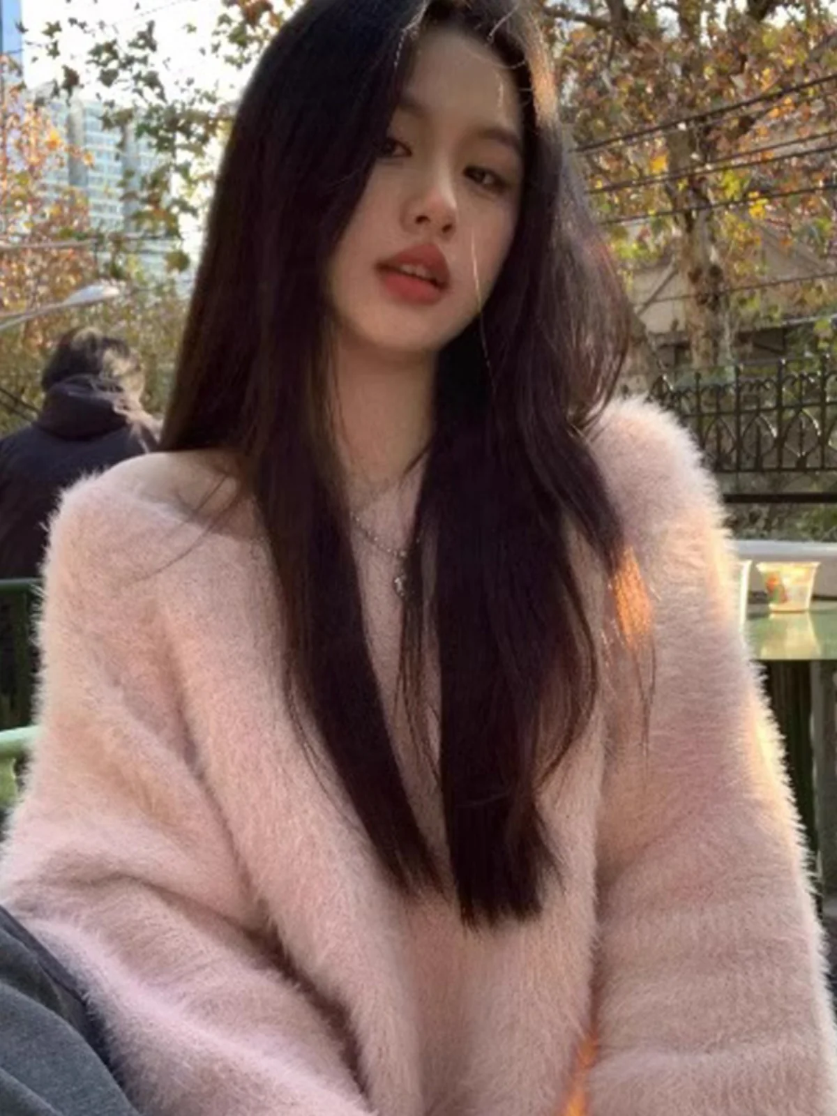 Soft Cozy V-Neck Knitted Sweater Women's Loose Fit Autumn Winter Korean Style Top Warm Thermal Long Sleeve Mid-Length Coat
