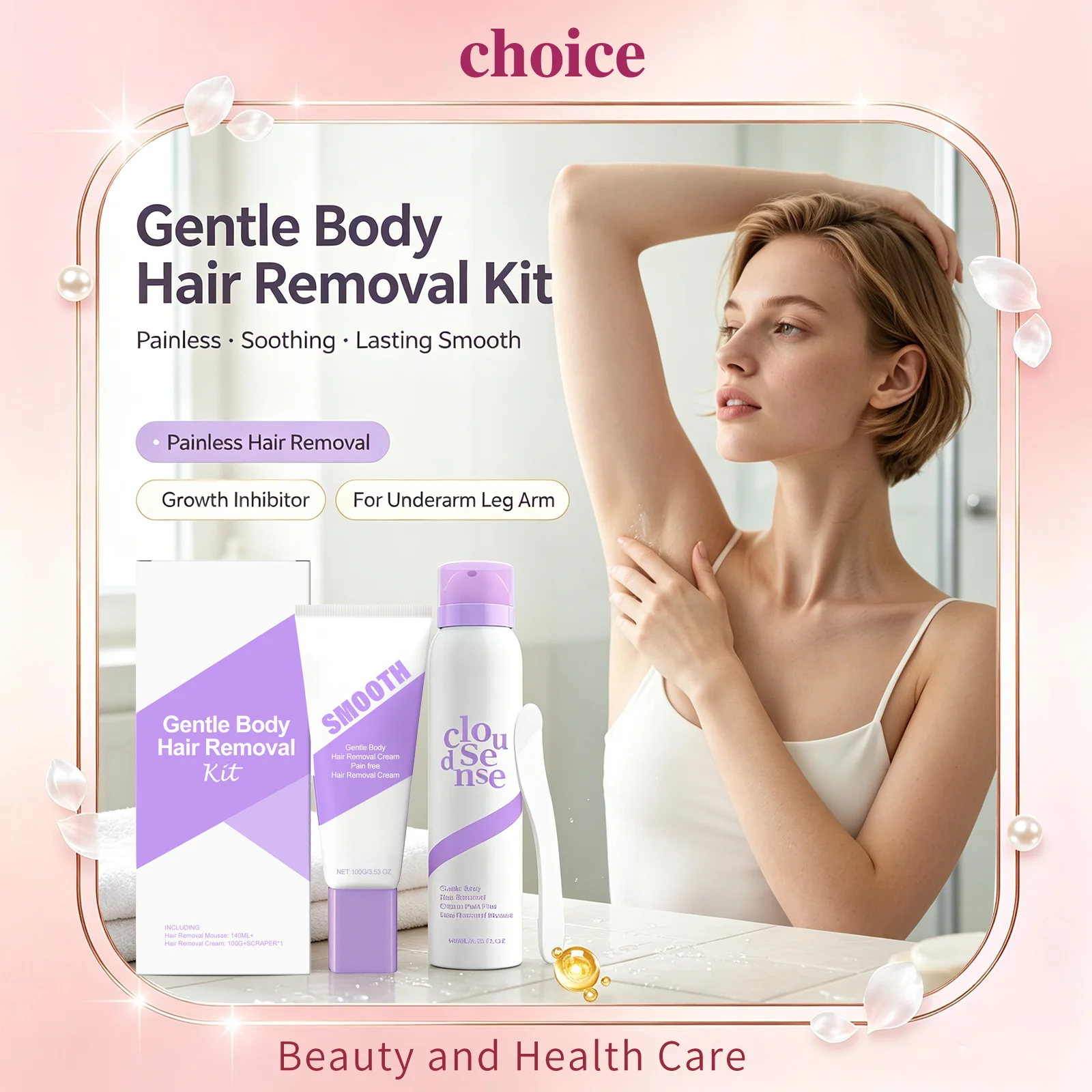 Gentle Hair Removal Cream Kit Painless Depilatory Cream Mousse Set Soothing For Underarm Leg Arm Smooth Body Hair Removal Cream