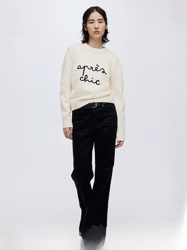 

Женский шерстяной вязаный свитер H&M, новинка весны, с мягкой текстурой, узором с бахромой, теплый, уютный, вязаный свитер с системой Row System, 32487