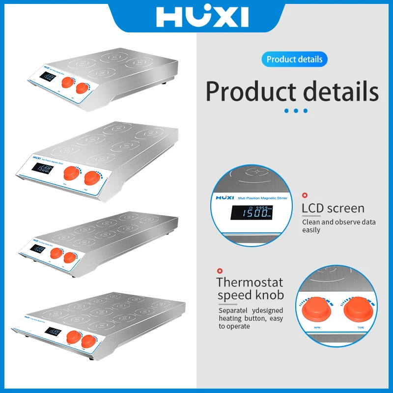 2025 Agitatore magnetico a 12 posizioni di vendita calda 200-2200 giri/min Agitatore magnetico senza funzione di riscaldamento