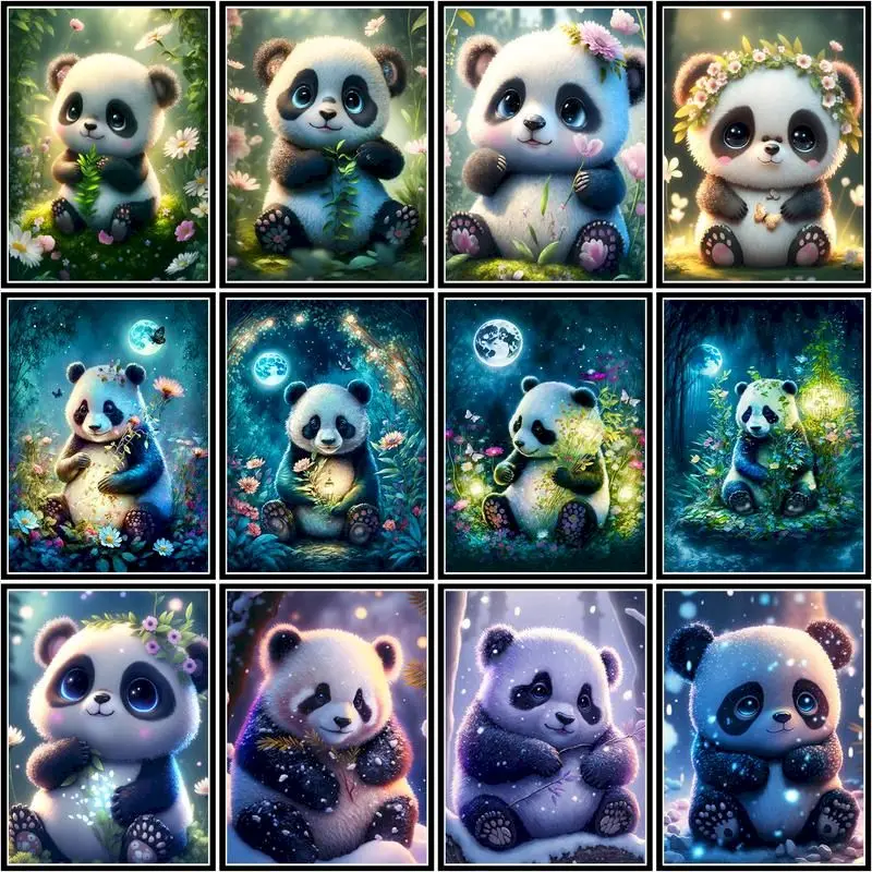 

GATYZTORY Panda Diamond Embroidery Animal Diamond Painting Picture Of Rhinestones Diamond Mosaic Handicrafts Wall Decor Kit