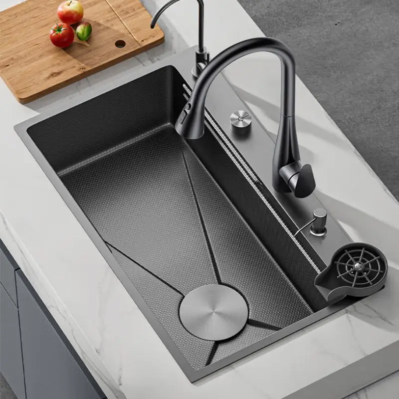 

Утолщенная кухонная одинарная раковина из нержавеющей стали с тиснением рисового зерна, бытовая мойка