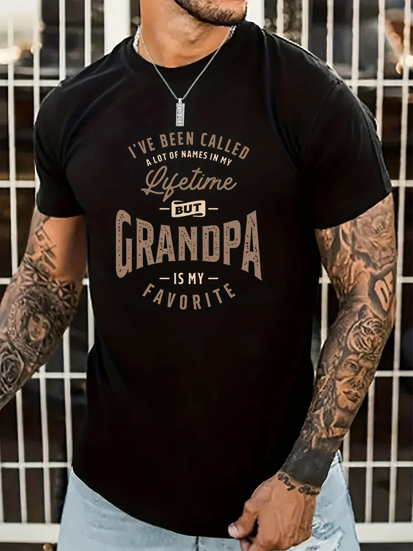 

Grandpa Print Men's Round Neck Short Sleeve Tee Fashion Regular Fit T Shirt Top For Spring Summer Holiday