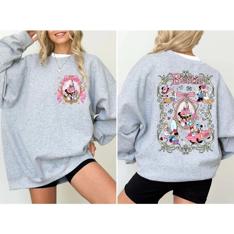 Coquette Bows Minnie and Daisy Sweatshirt, Disney Bestie Sweatshirt, WDW Magic Kingdom Sweatshirt, Disneyland Girls Sweatshirt