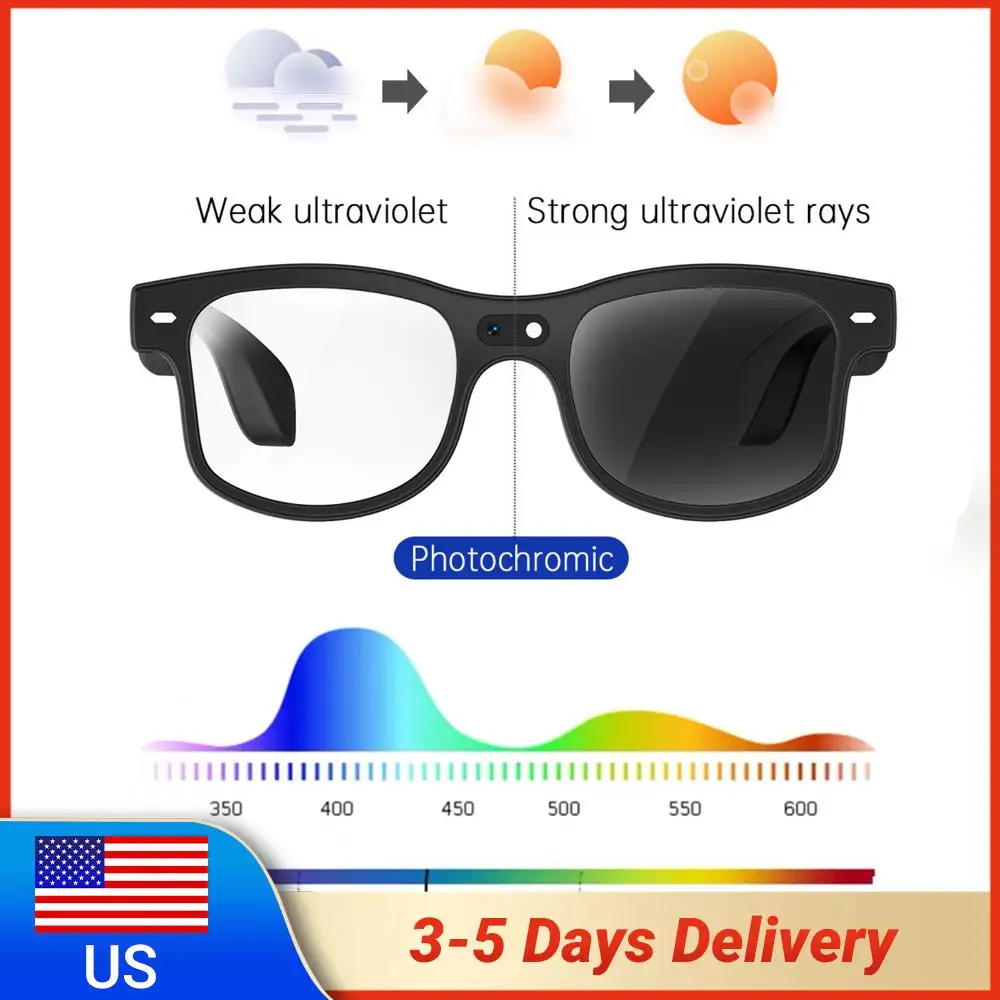 

Audio BT Camera Glasses Real-Time 160+ Language Translation Video Recording Glasses with Color-Change Len for Men Women Driving