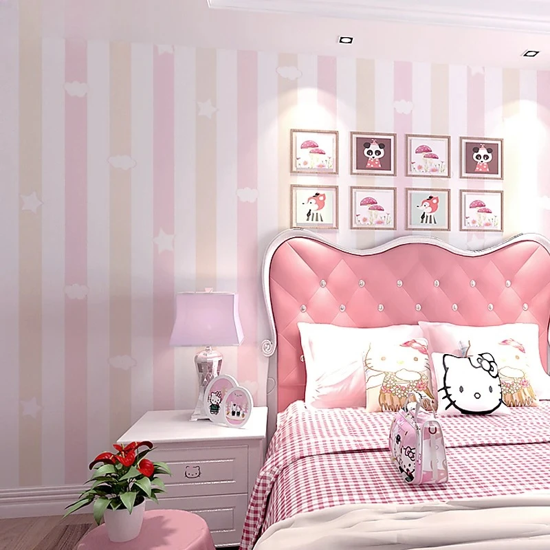 

Для розовой полосы настенная бумага геометрические обои детская комната флокирование спальня гостиная ТВ фон стены papel de parede R