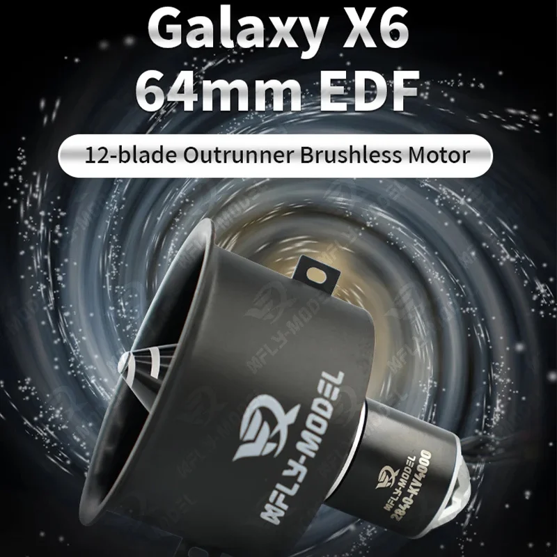 XFLY Galaxy 64mm 12-Bladed EDF Ducted Fan with 4S 2840-KV3200 Brushless Outrunner Motor Model Jet Aircraft