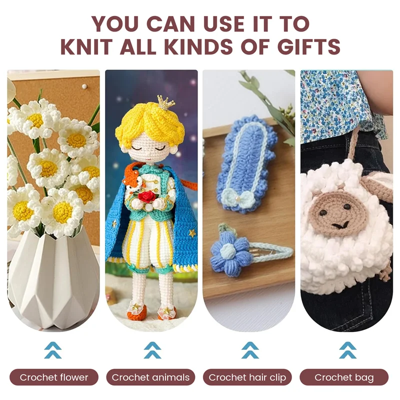 Set Jarum Rajut dan Crochet 16 Pcs dengan Gagang ABS, Ukuran 0.5Mm-2.5Mm, 16 Ukuran