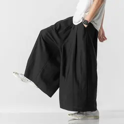 Harajuku Wide Leg Pants Mens Joggers Tradition Streetwear Casual Linen Trousers Men Autumn Vintage Woman Harem Pants 5XL