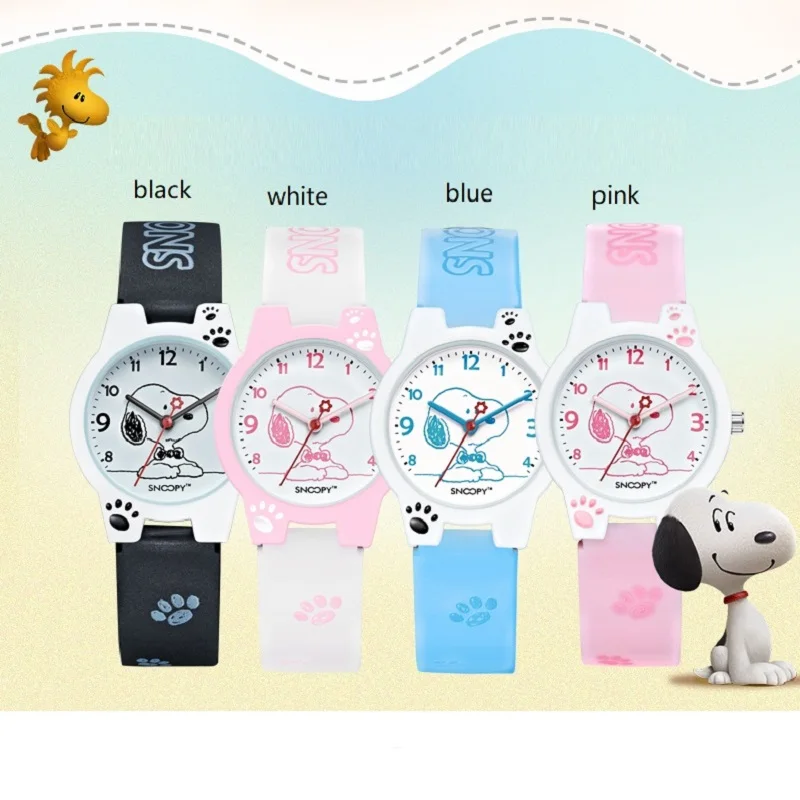 Snoopy Original Children Quartz Wristwatch Peanuts Cartoon Graffiti Simple Unisex Teenager Boy Girl Kid Student Cute Clock Time