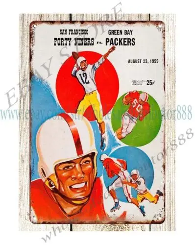 living room wall art 1959 football 49ers vs  metal tin sign