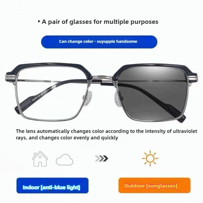 여성 남성 빈티지 눈썹 프레임을위한 광 변색 방지 방사선 안경 안경 안경