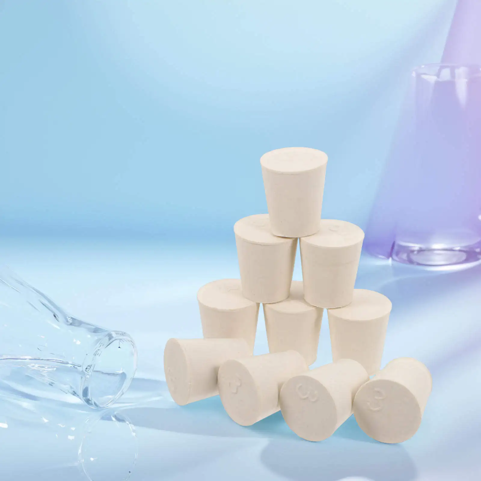 10Pcs Rubber Stopper Tapered Hole Plugs Soft Flexible Seals for Lab Flask Tube Drain Bottle Sealing Replacement Rubber Plugs - view 6