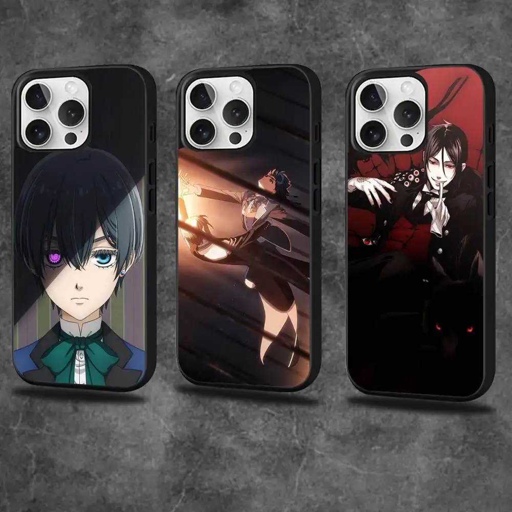 

Black B-Butler Anime Phone Case For iPhone 17,16,15,14,13,12,11,Pro,Max,Plus,Mini,SE4,E Magnetic Magsafe Wireless Charging