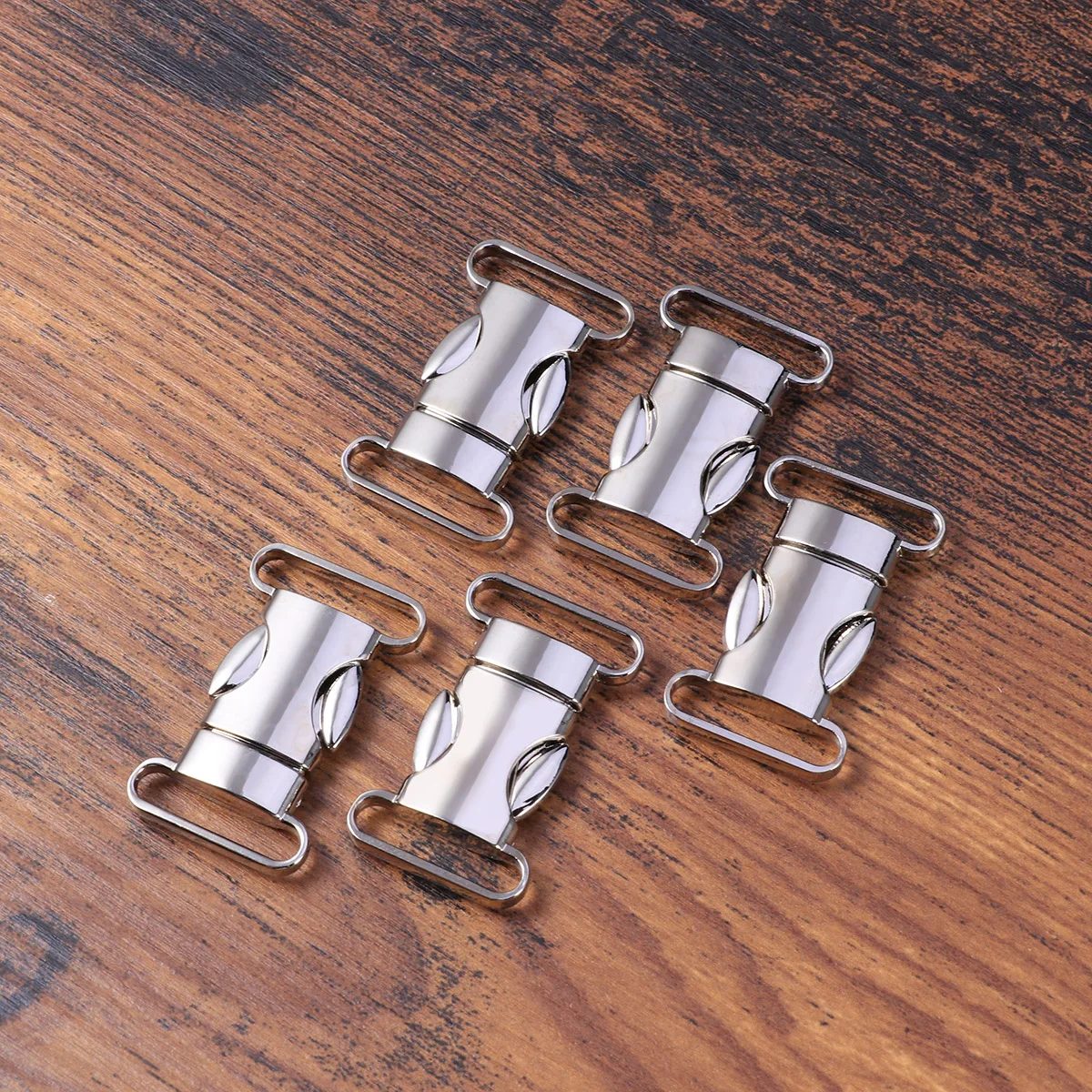 

5pcs Silver Side Release Buckles Webbing Safety Accessories Metal Bracelet Dog Collar Paracord Triglides D Rings