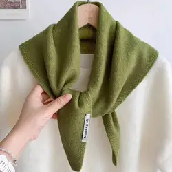 British Korean Style Niche Wool Knitted Triangular Scarf Women Headscarf Knitted Scarf Multi-functional Warm Knitted Scarf