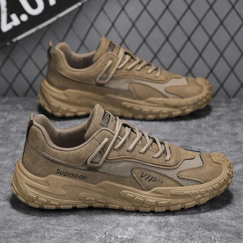 

Breathable Mesh Men'S Casual Spring Retro Versatile Sports Non-Slip Wear-Resistant Trendy Shoes Round Toe Rubber Sole