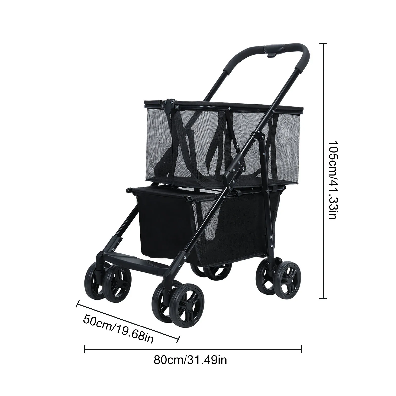 Carro de compras, carro de utilidad plegable, bolsa de transporte desmontable con ruedas, carrito de compras personal plegable para cochecito