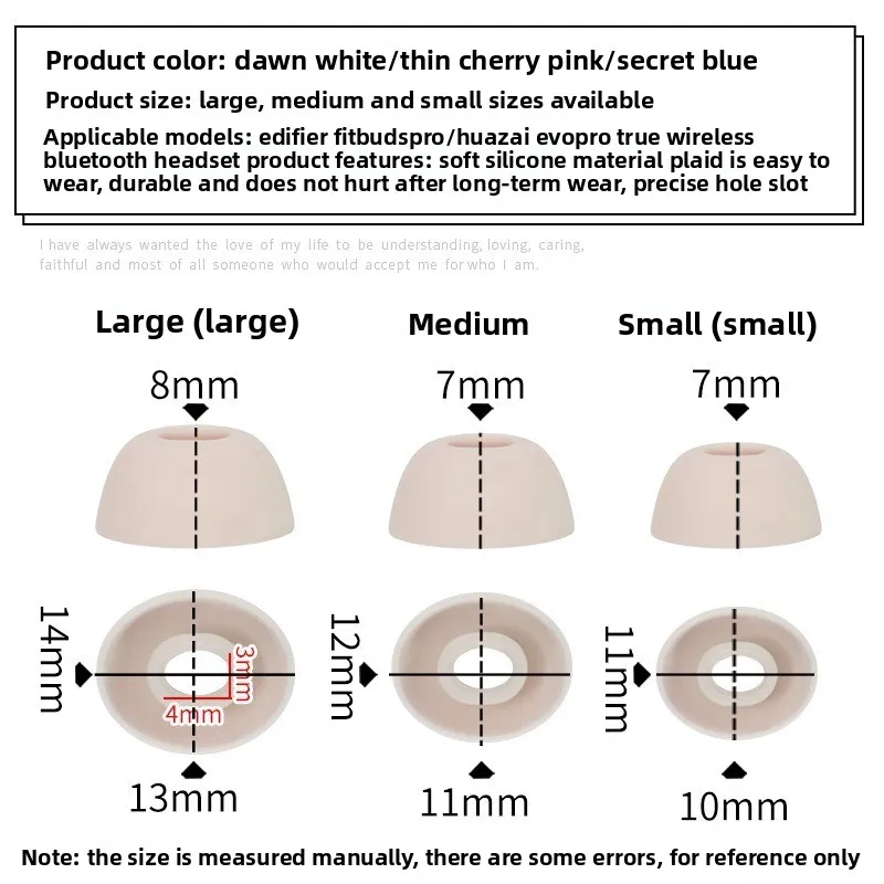 

Anti-Slip Skin-Friendly Silicone Ear Cushions Replacement for Edifier FitBuds Pro & Huazai EVO PRO Enhances Sound & Perfect Fit