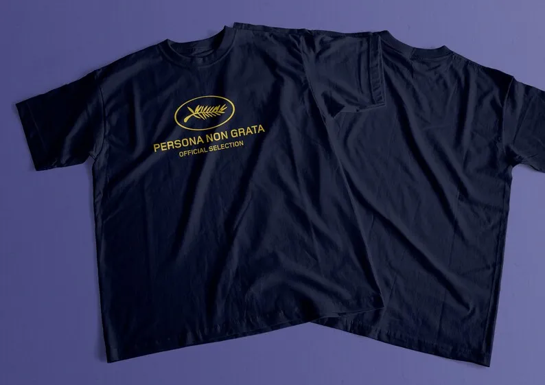 تيشيرو مطبوع بفيلم غير غراتا ، تيشيرو ثقيل الوزن بياقة مدورة ، عودة لاريس فون ترير ، من من من نوع HQ #5