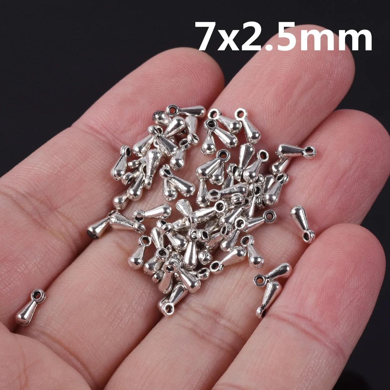 50pcs 7x2.5mm 12x5mm Small Teardrop Shape Metal Drops Pendants Beads Wholesale Lot For Jewelry Making DIY Earrings Findings