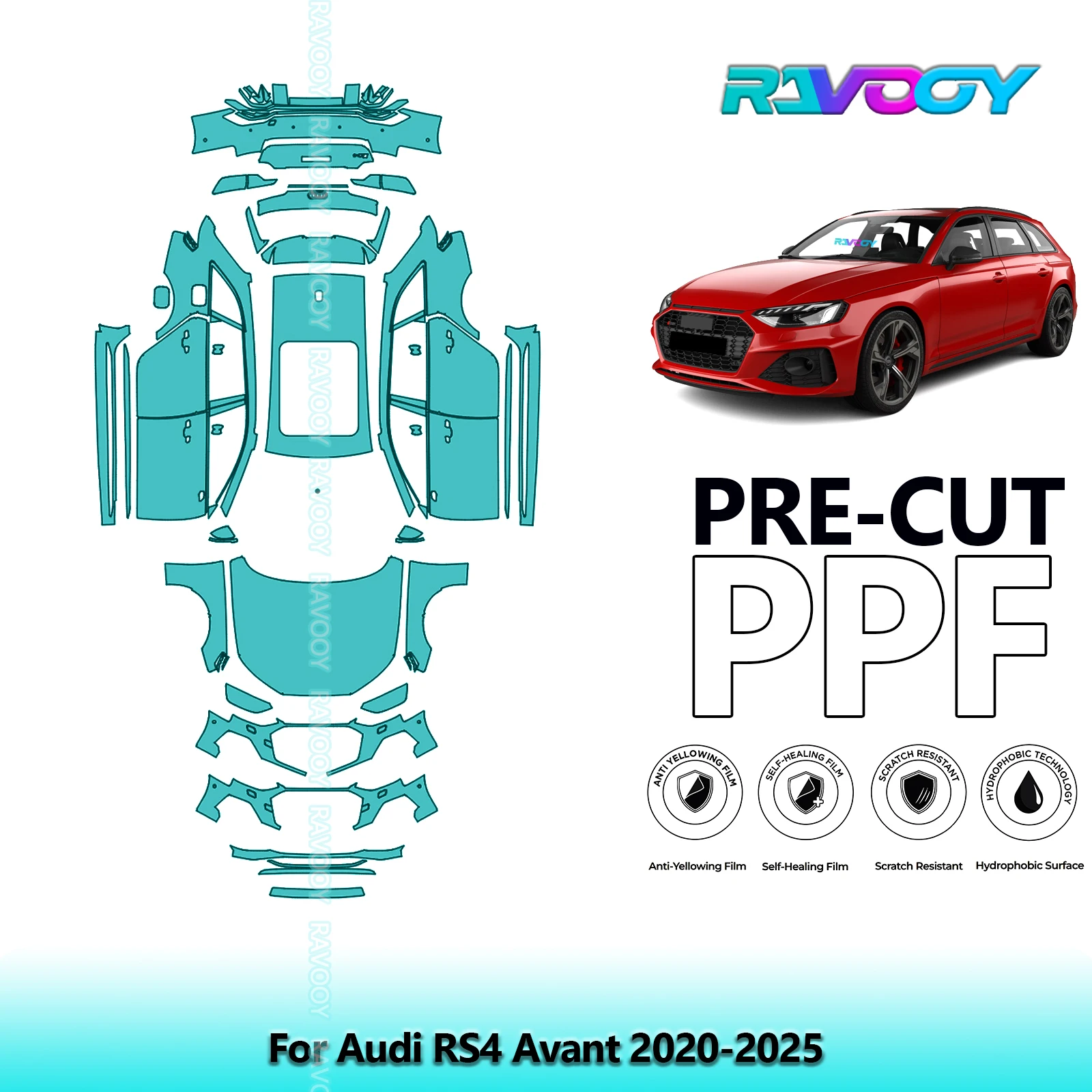 

Full Vehicle Clear Bra Precut PPF Paint Protection Film For Audi RS4 Avant 2020-2025