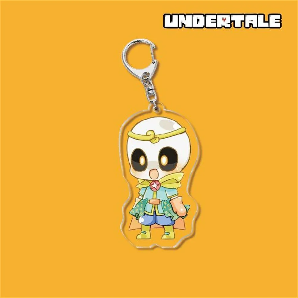 Q Edition Anime Undertale Sans Flowey Papyrus Asriel Keychain Game Key Chain Pendant Cartoon Badge Cosplay Accessories Gifts