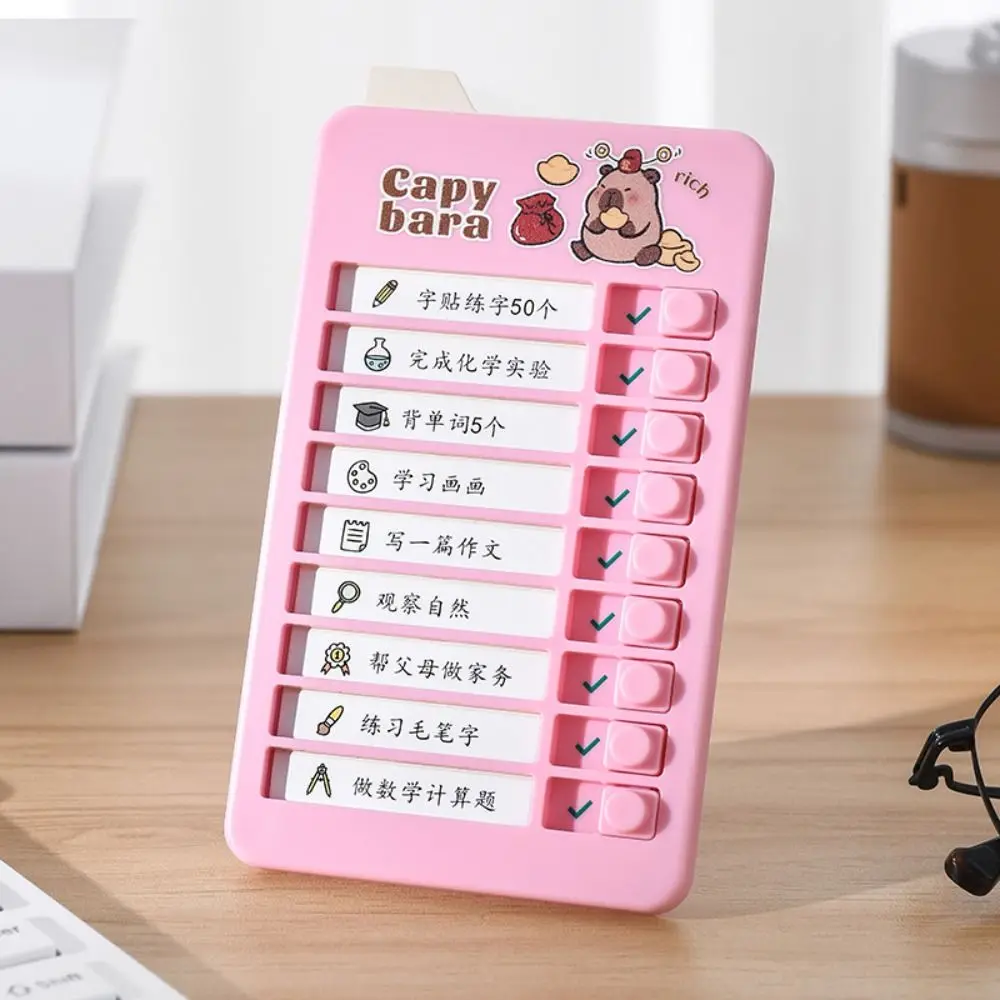 Capybara Good Habit Punch Card Panda Detachable Daily Task Planning Board Plastic Schedule Memo Self-discipline Punch Card