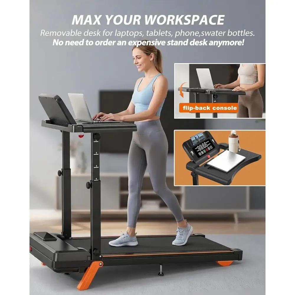 Heavy-Duty Treadmill with Adjustable Height, 12% Incline, Standing Desk, 3.5HP Motor, 8.0MPH Speed