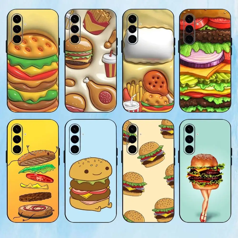 

C-Cute and Easy H-Hamburger Phone Case For Samsung Galaxy A73,A72,A71,A70,A53,A52,A51,Others Soft Black Cover