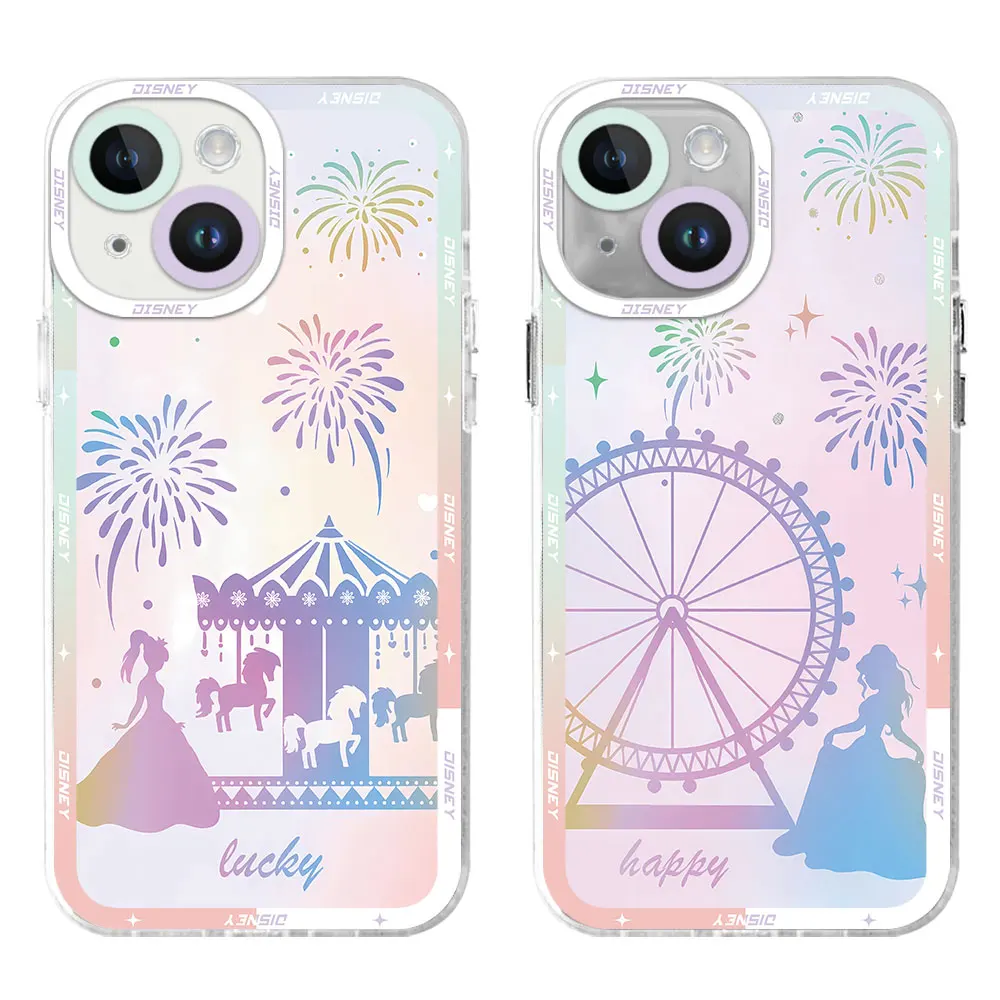 Back Clear Silicone Case for Samsung Galaxy S21 S22 Plus S20 FE S23 FE S24 Ultra S22 Ultra S20 Disney Pink Castle Luxury Cover