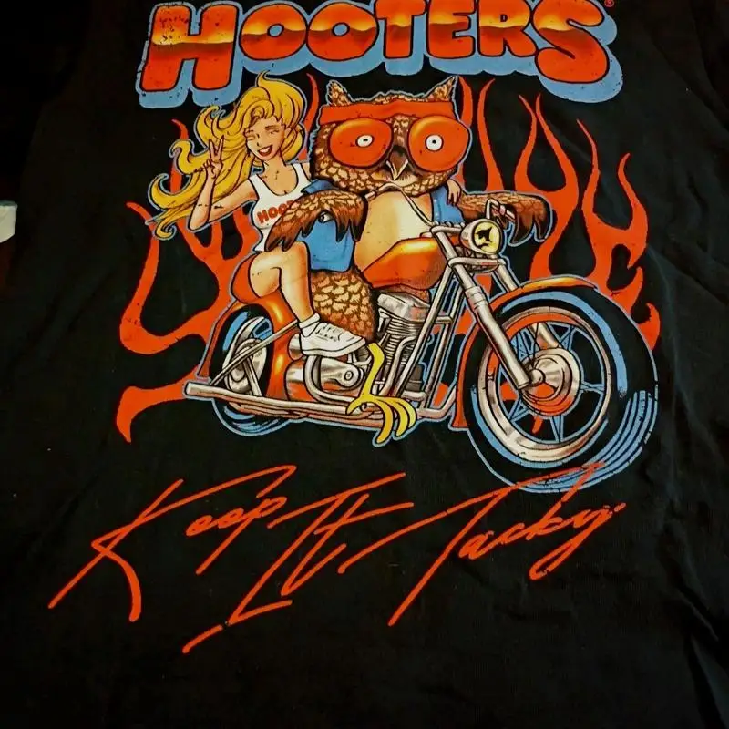 Men's Hooters Motorcycle Graphic “Keep It Tacky” T-Shirt Black S New
