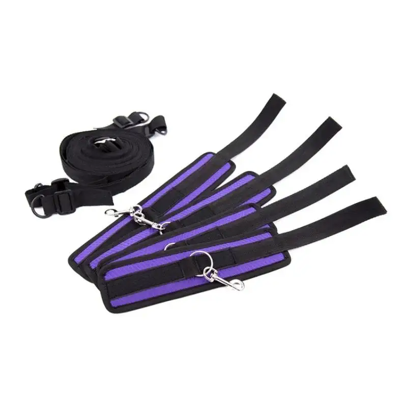 Wet Purple Bondage Enthusiast Love Set Kajdanki + Mankiety na kostki + Opaski na oczy Gra dla dorosłych Produkt erotyczny Seks Zabawki dla kobiet Para