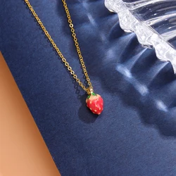 New Fashion 925 Sterling Silver Small Strawberry Fruit Clavicle Chian Pendant Necklaces