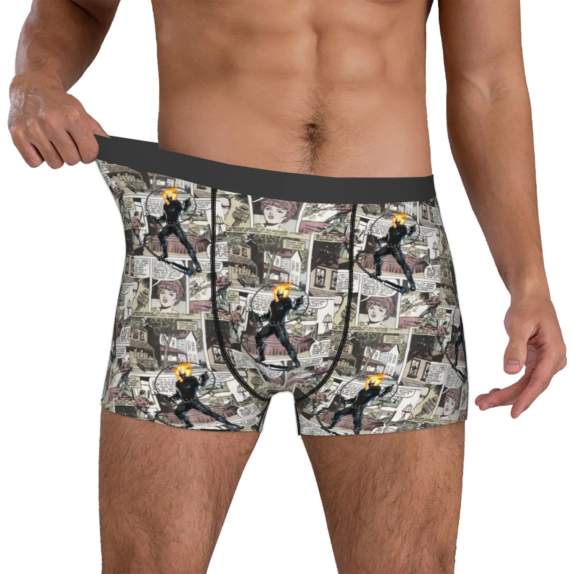 

Custom Ghosts Anime Riders Boxer Shorts For Men 3D Print Blazing Skull Underwear Panties Briefs Breathable Underpants