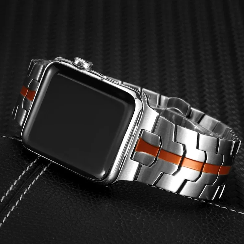 

Solid Stainless Steel Watch Strap for Apple Watch Band 40mm 44mm 41mm 45mm S9 8 7 6 5 for Iwatch 4 SE Iron Men's Bracelet Man