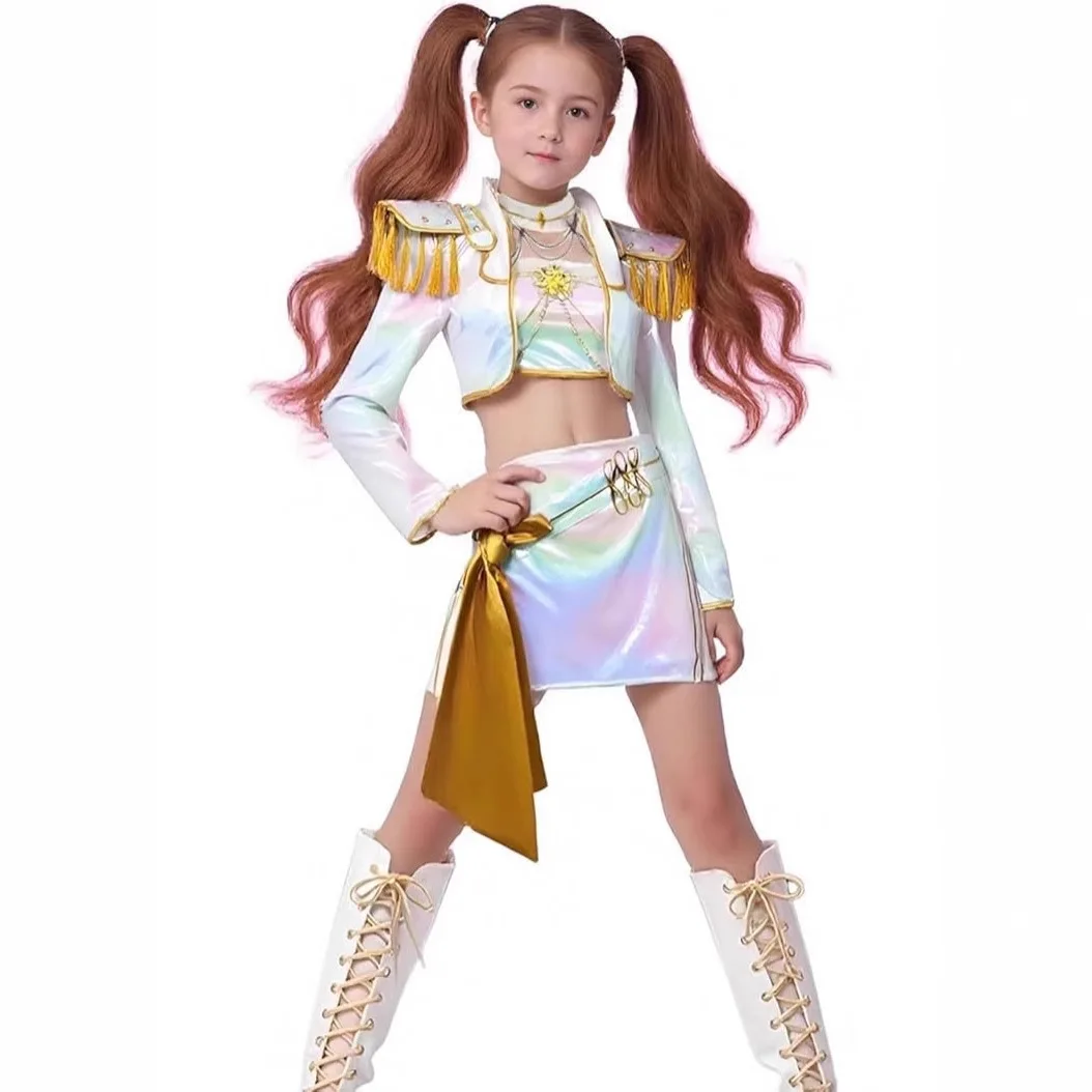 أزياء أنيمي Kpop شيطان الصيادين زوي رومي ميرا التأثيرية زي أبيض ذهبي للفتيات أزياء الهالوين للأطفال