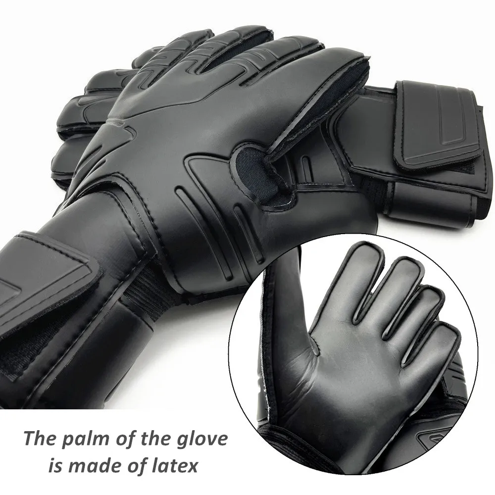 1 Pair Black Size 7-10 Goalkeeper Gloves WIth Finger Protector Air Vent Soccer Goalie Football Latex