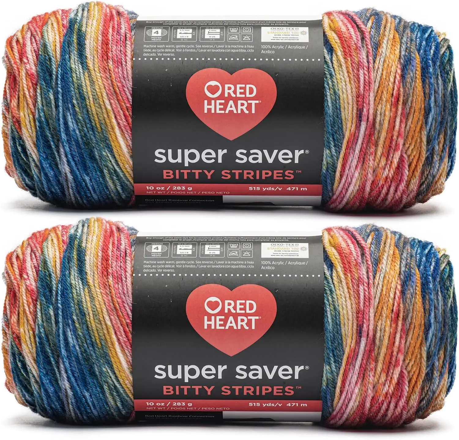 2-Pack Acrylic Yarn, 10oz/283g, #4 Worsted, 515 Yards for Knitting and Crochet