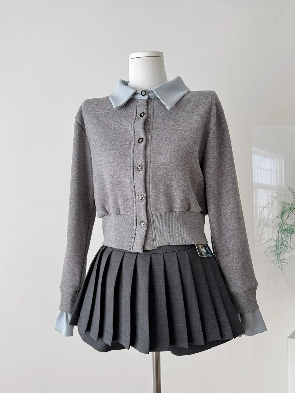 

Вязаный топ с высокой талией и воротником цвета Blo Fake, двухсекционный длинный наряд све для молодых женщин 8–25 лет