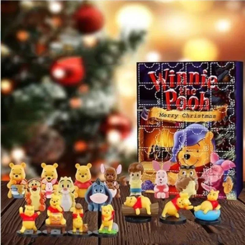 Caja de calendario de Adviento de Navidad de Disney, figura de animación, modelo de princesa Mickey y Minnie, decorado con juguetes de Navidad para niños, 2024