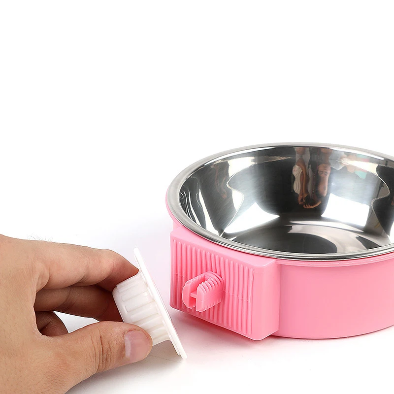 Pet Feeding Bowl Hanging Non-Slip Cats Dogs Food Bowls Stainless Steel Puppy Water Feeder Can Be Fixed On The Cage Pets Supplies